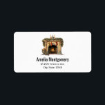 Cosy Victorian Fireplace Christmas Address Label<br><div class="desc">Address labels with a warm and cosy illustration featuring an old fashioned fireplace. Stocking hanging with care. Garland hanging over the mantel. A warm roaring fire in the hearth.</div>