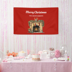 Cosy Victorian Fireplace Christmas Banner
