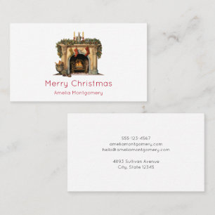 Cosy Victorian Fireplace Christmas Business Card