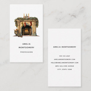 Cosy Victorian Fireplace Christmas Business Card