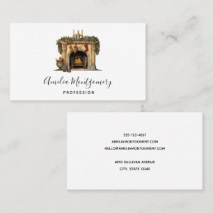 Cosy Victorian Fireplace Christmas Business Card