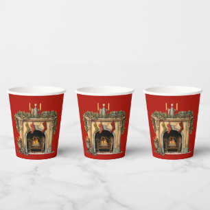 Cosy Victorian Fireplace Christmas Paper Cups