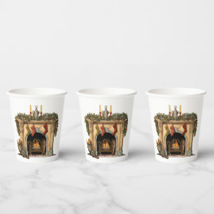 Cosy Victorian Fireplace Christmas Paper Cups