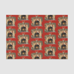 Cosy Victorian Fireplace Christmas Pattern Tissue Paper