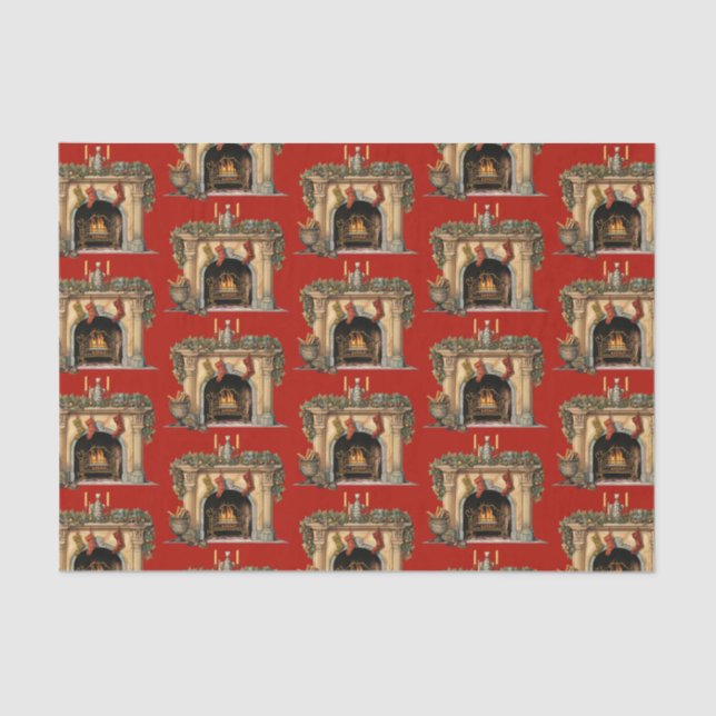 Cosy Victorian Fireplace Christmas Pattern Tissue Paper (Front)