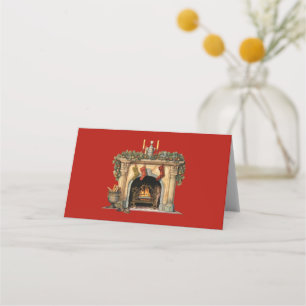 Cosy Victorian Fireplace Christmas Place Card