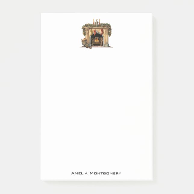 Cosy Victorian Fireplace Christmas Post-it Notes (Front)