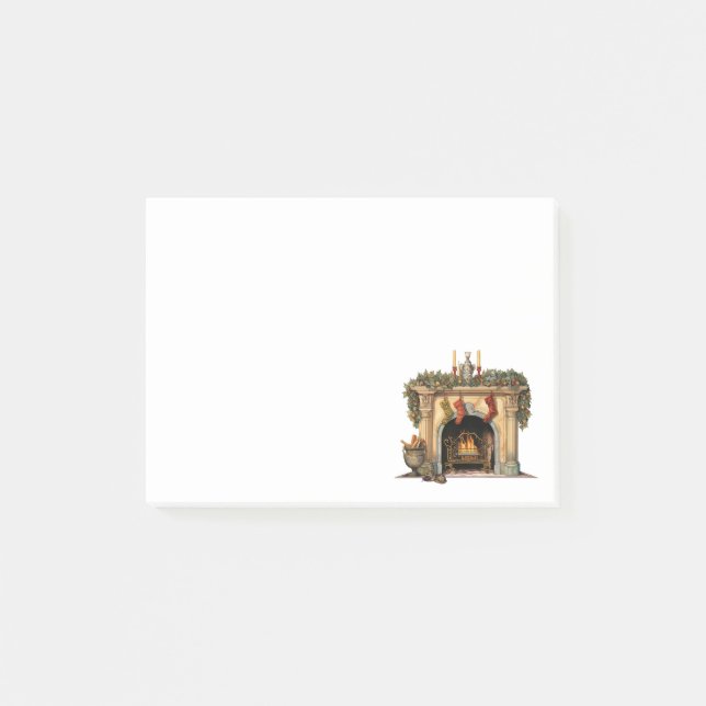 Cosy Victorian Fireplace Christmas Post-it Notes (Front)