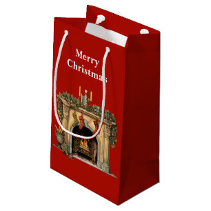 Cosy Victorian Fireplace Christmas Small Gift Bag
