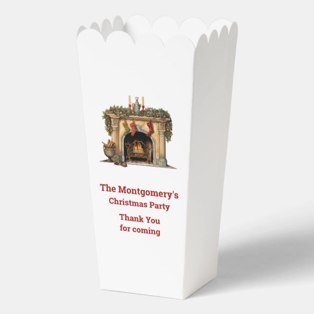 Cosy Victorian Fireplace Christmas Thank You Favour Box (Front)