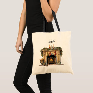 Cosy Victorian Fireplace Christmas Tote Bag