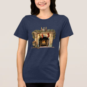 Cosy Victorian Fireplace Christmas Tri-Blend Shirt