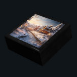 Cosy Village at Christmas illustration Gift Box<br><div class="desc">Cosy village at Christmas,  snowy landscape.</div>