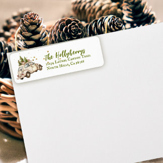 Cosy Vintage Christmas Car Return Address