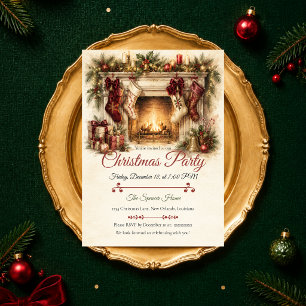 Cosy Vintage Christmas Party Invitation