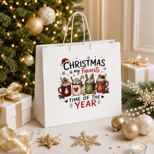 Cosy Vintage Christmas Red Green Holiday Gift Bag