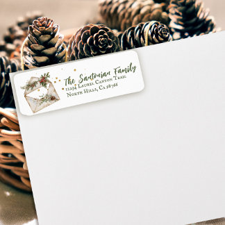 Cosy Vintage Christmas Red Holly Return Address