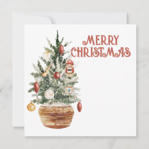 Cosy vintage Christmas tree Holiday Card