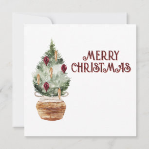 Cosy vintage Christmas tree Holiday Card