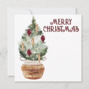 Cosy vintage Christmas tree Holiday Card