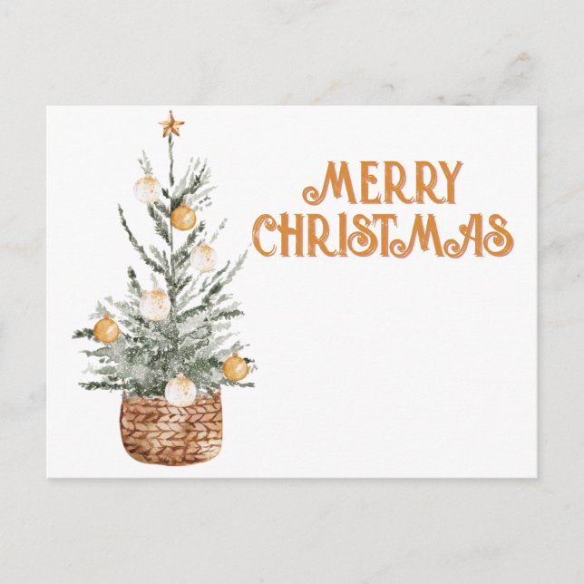 Cosy vintage Christmas tree Holiday Postcard (Front)