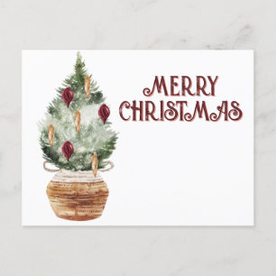 Cosy vintage Christmas tree Holiday Postcard