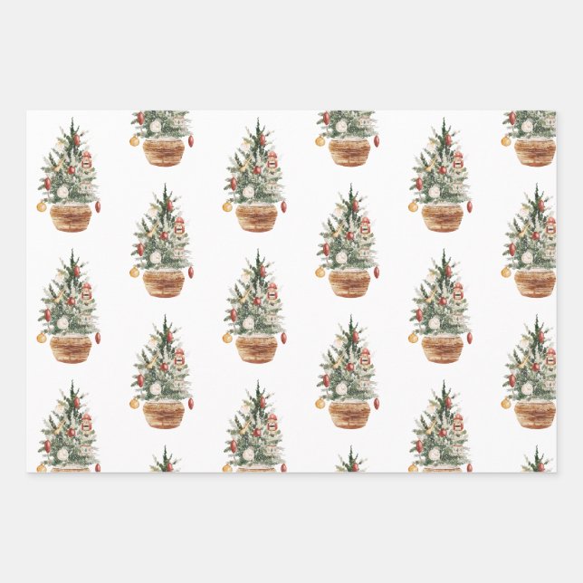Cosy vintage Christmas tree  Wrapping Paper Sheet (Front)