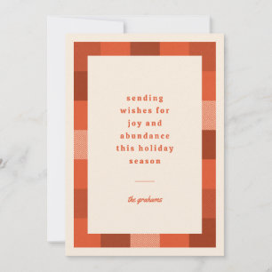 Cosy Vintage Red Plaid Sending Wishes Holiday Card