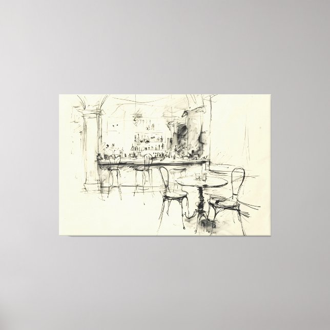 Cosy Vintage Restaurant Interior Canvas Print (Front)