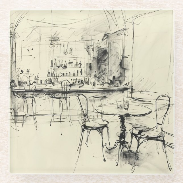 Cosy Vintage Restaurant Interior Glass Coaster (Front)