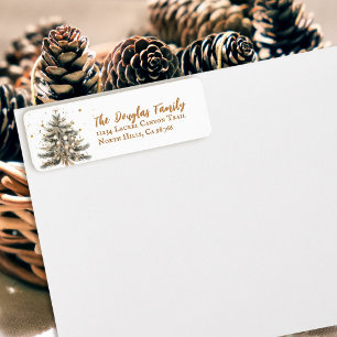 Cosy Vintage Rustic Christmas Tree Return Address