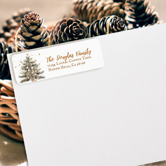 Cosy Vintage Rustic Christmas Tree Return Address