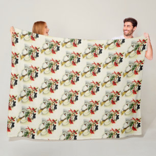 Cosy Vintage Snowman Christmas Winter Holiday Fleece Blanket