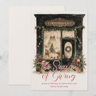 Cosy Vintage Storefront Christmas Cafe TMF26 Holiday Card