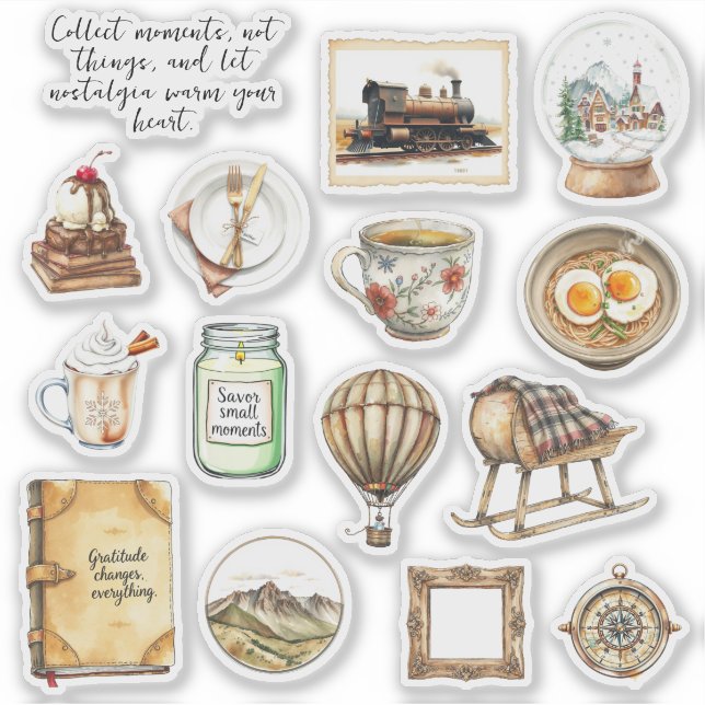Cosy Vintage Vibes Sticker Sheet (Front)