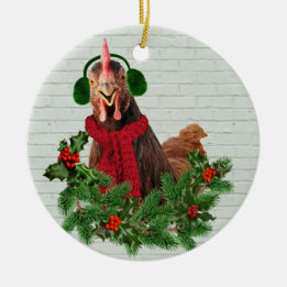 Cosy Warm Chicken Ceramic Tree Decoration