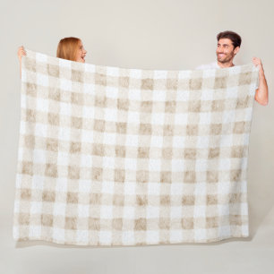 Cosy Warm Cream Beige Stripes Fleece Blanket
