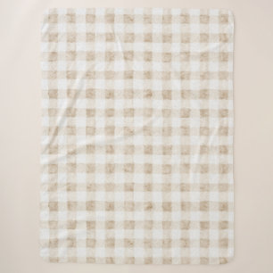 Cosy Warm Cream Beige Stripes Sherpa Blanket