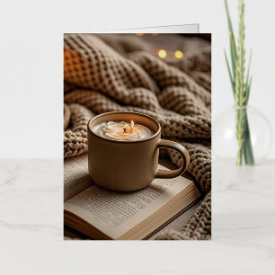 Cosy warm evening candles and blanket  foil greeting card