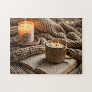 Cosy warm evening candles and blanket jigsaw puzzle
