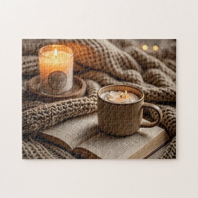 Cosy warm evening candles and blanket  jigsaw puzzle (Horizontal)