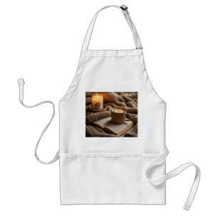Cosy warm evening candles and blanket standard apron