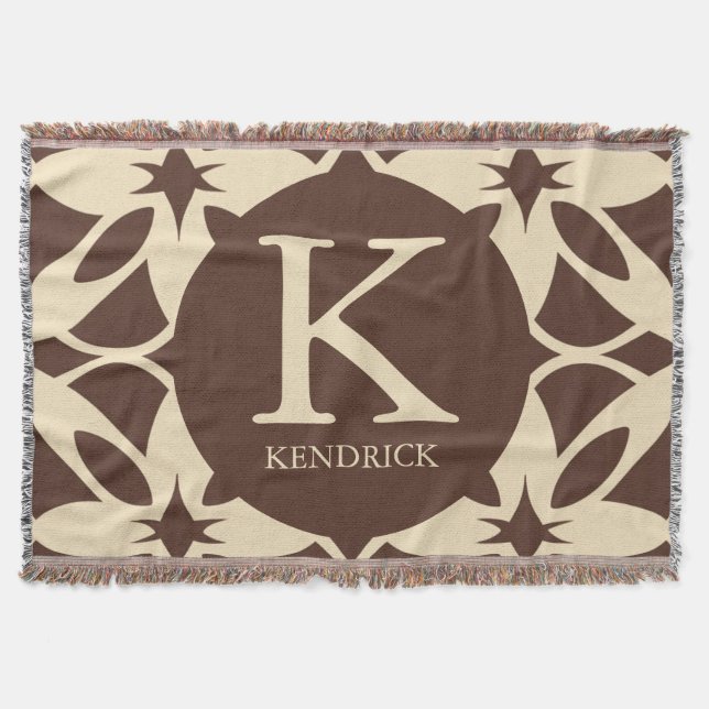 Cosy Warm Mocha Mousse Geometric Personalised Throw Blanket (Front)