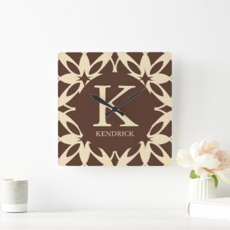 Cosy Warm Mocha Mousse Geometric Square Wall Clock