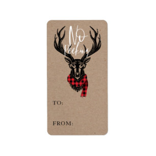 Cosy & Warm Red Buffalo Plaid Reindeer No Peeking Label
