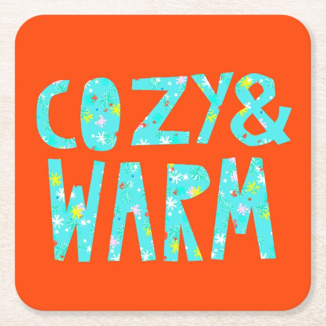 Cosy & Warm Square Paper Coaster (Front)