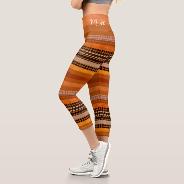 Cosy warm tones yoga leggings Name & monogram (Left)