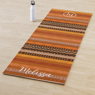 Cosy warm tones Yoga Mat. Custom name & monogram Mat