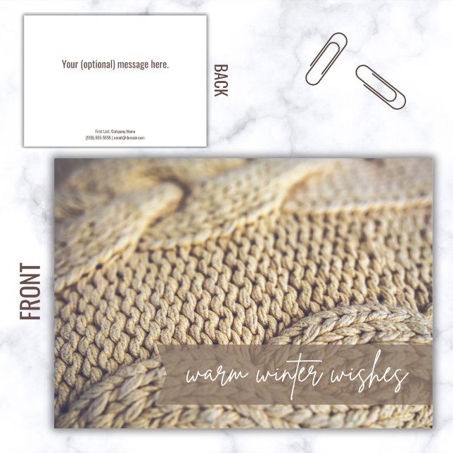 Cosy Warm Winter Wishes Client Happy Holidays Card (Warm winter wishes flat card)