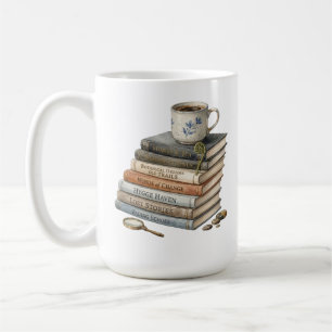 Cosy Watercolor Book Stack with Tea Cup Hygge Have